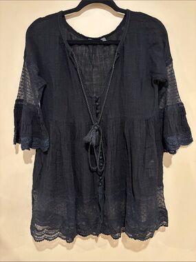 Lace crochet bohemian bell sleeve dress